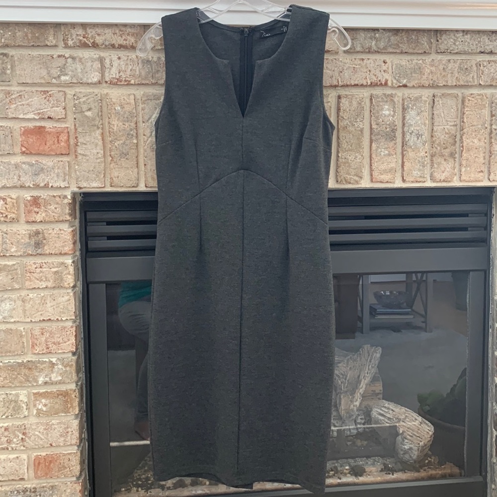 Noir size S charcoal gray ponte knit dress, so flattering. EUC.